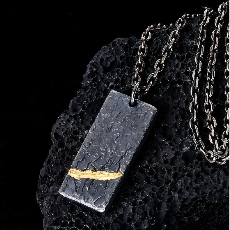 WorldNorse 999 Sterling Silver Dark Textured Rough Necklace - image 2