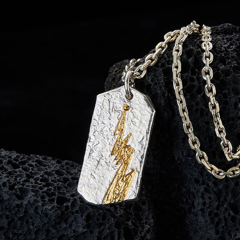 WorldNorse Handcrafted 999 Silver Textured Lightning Necklace - With Chain - NO THANKS - image 0