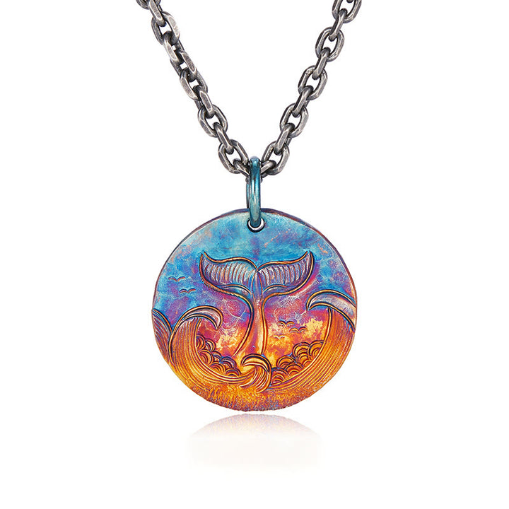 WorldNorse 999 Sterling Silver Hued Whale Tail Wave Necklace - image 2