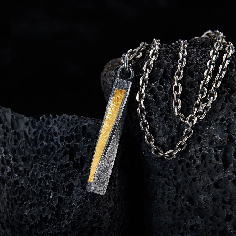 WorldNorse 999 Sterling Silver Textured Twisted Bar Necklace - With Chain - image 0