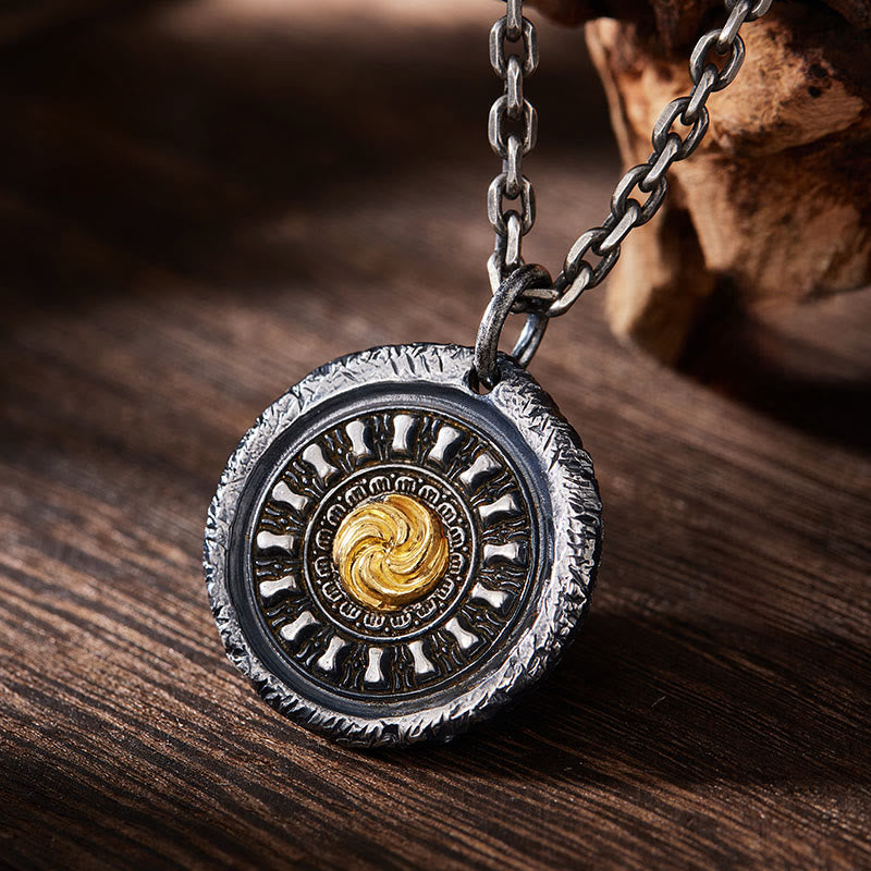 WorldNorse Handcrafted 999 Silver Spiral Rune Disk Necklace - With Silver Chain - NO THANKS - image 0