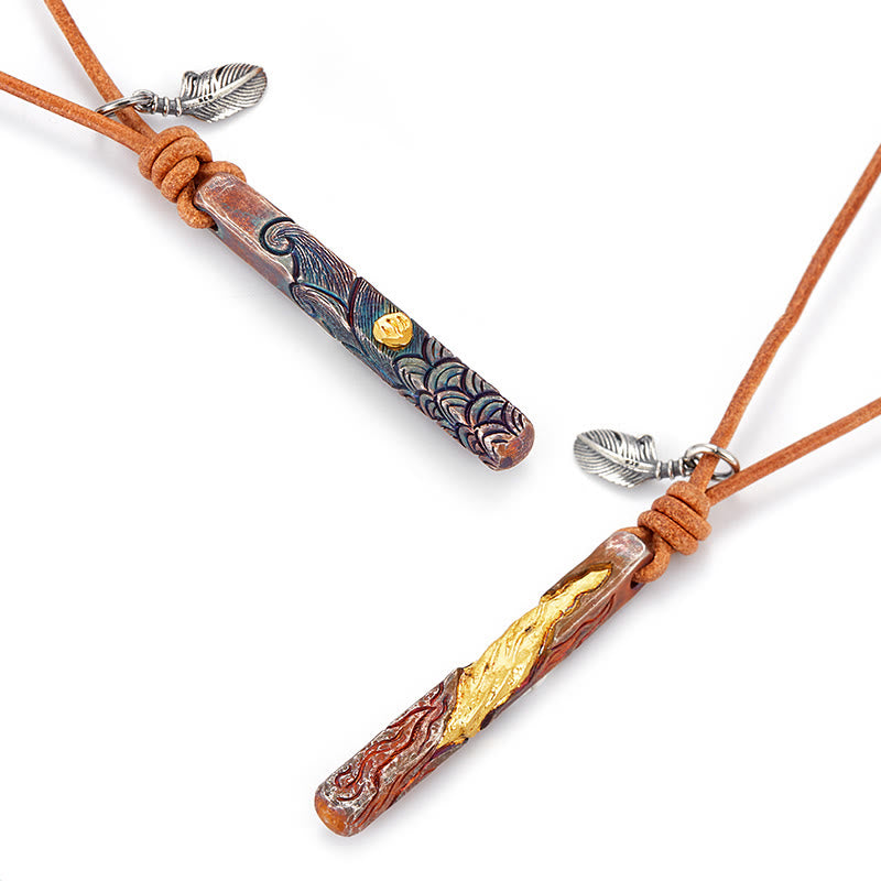 WorldNorse Handcrafted 999 Gold Textured Wave Feather Accent Necklace - image 5