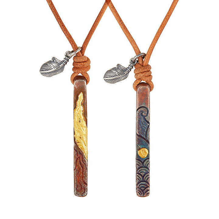 WorldNorse 999 Sterling Gold Textured Wave Feather Accent Necklace - image 4