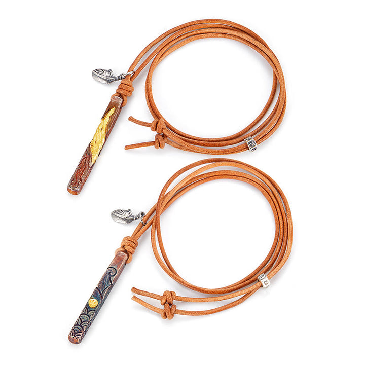 WorldNorse Handcrafted 999 Gold Textured Wave Feather Accent Necklace - image 3