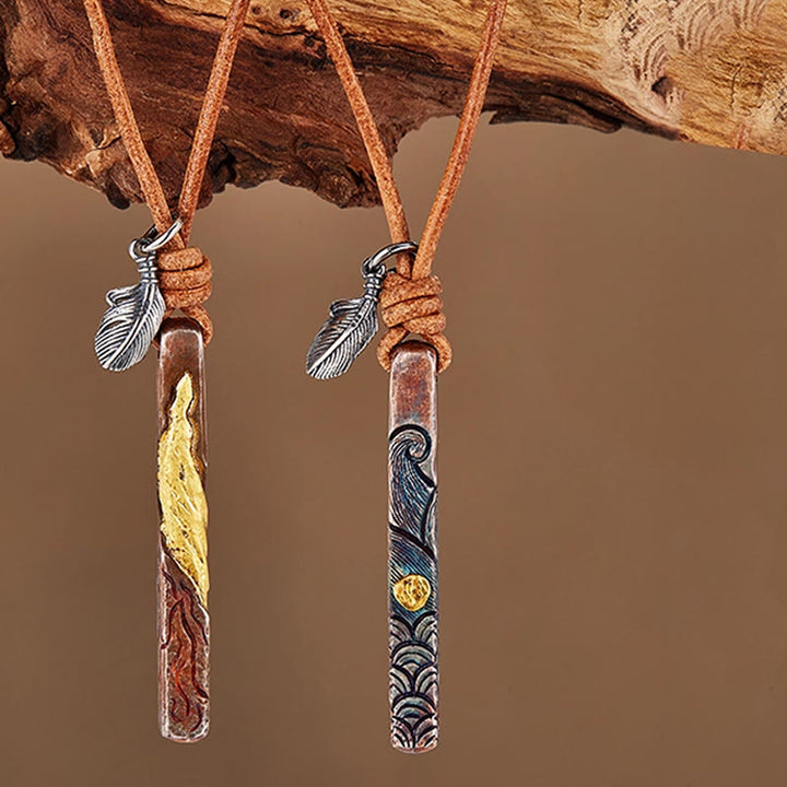 WorldNorse 999 Sterling Gold Textured Wave Feather Accent Necklace - A Pair - image 6