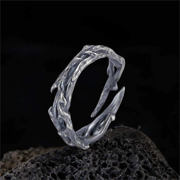 WorldNorse Handcrafted 925 Silver Twisted Thorn Branch Ring - Inner Circumference 55-62.5 mm - image 2
