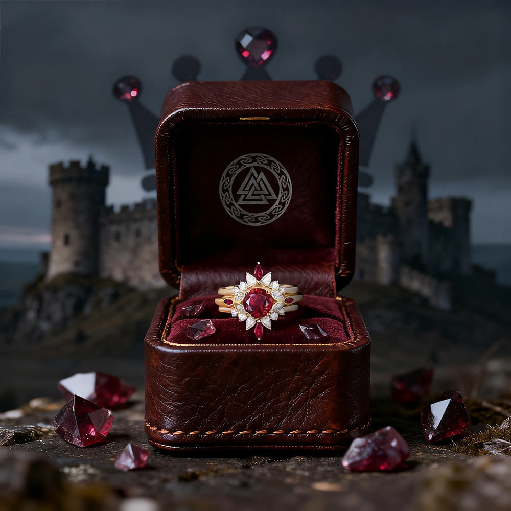 WorldNorse Heart of the Queen Garnet Ring Set - image 4