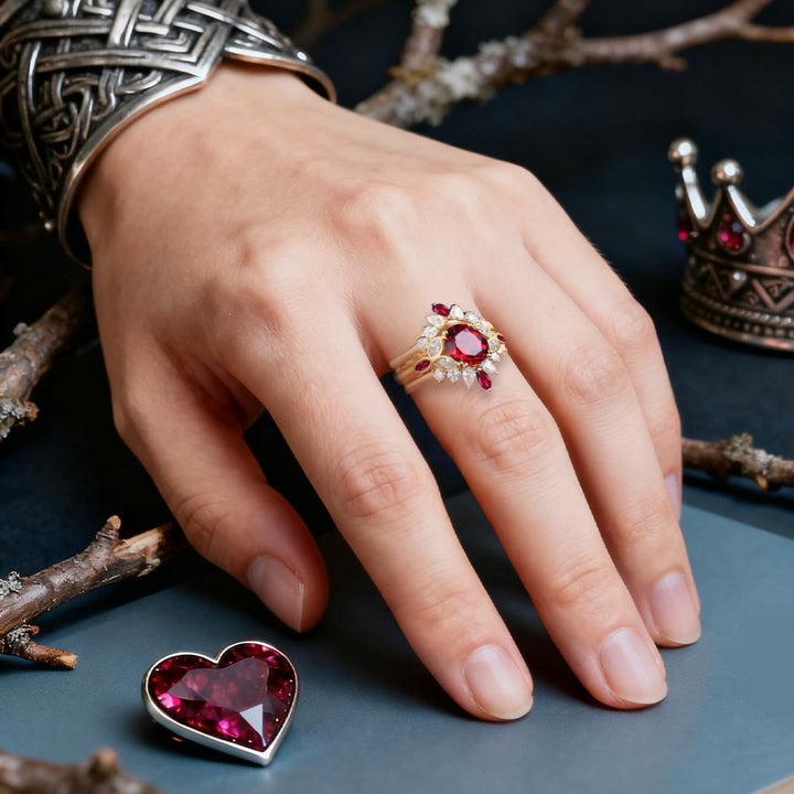 WorldNorse Heart of the Queen Garnet Ring Set - image 1