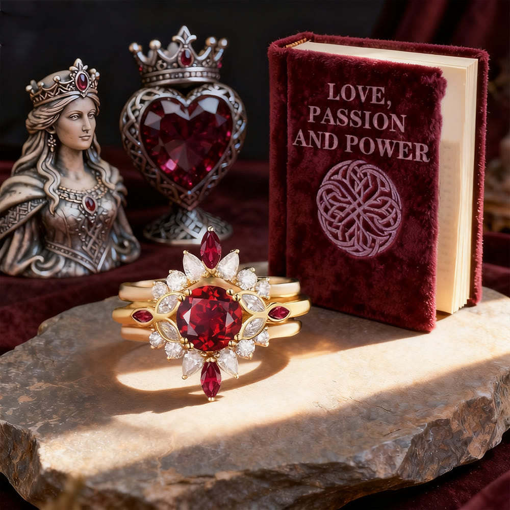 WorldNorse Heart of the Queen Garnet Ring Set - image 3