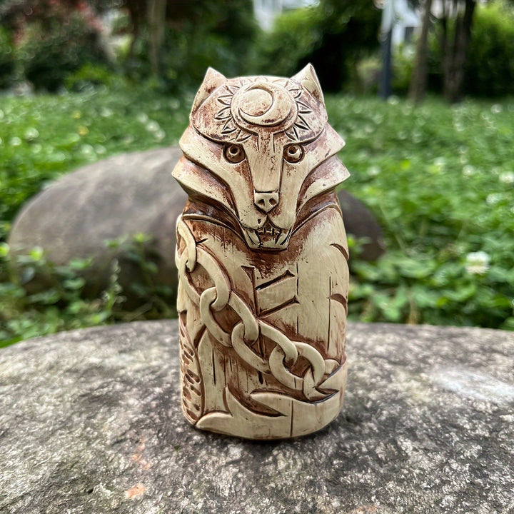 WorldNorse Celestial Chain Wolf Rune Statue Decoration - Wolve#A - image 0