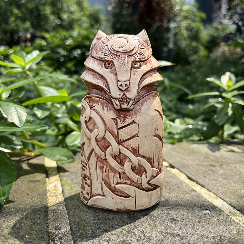 WorldNorse Celestial Chain Wolf Rune Statue Decoration - image 1