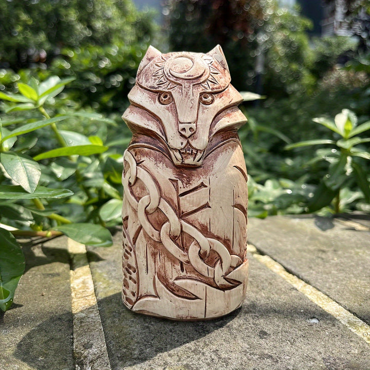 WorldNorse Celestial Chain Wolf Rune Statue Decoration - image 1