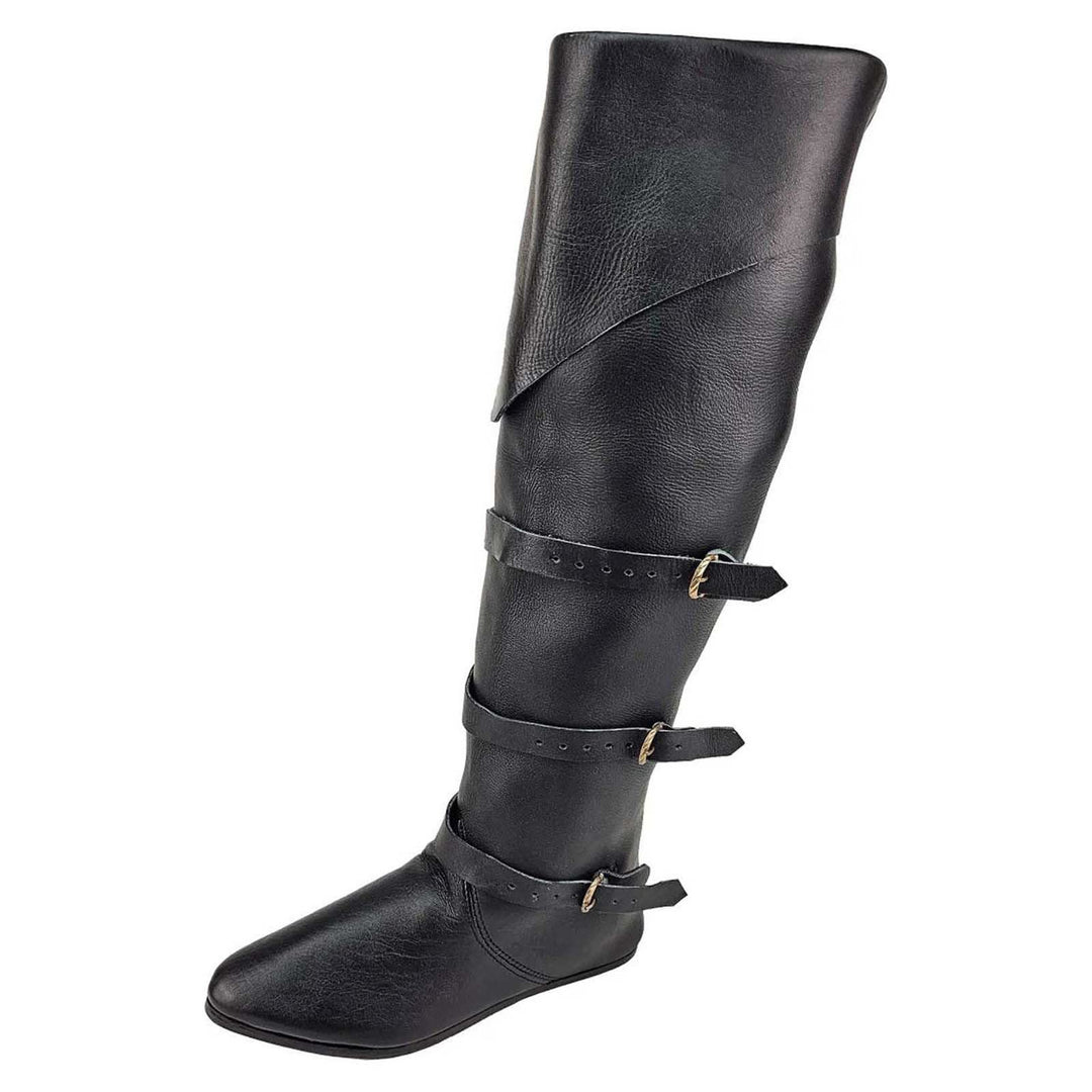 WorldNorse Rustic Strap Embellished Fold Over Knee High Boots - image 4