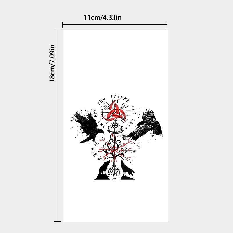 WorldNorse Raven Wolf Yggdrasil Rune Waterproof Tattoo Stickers - image 3