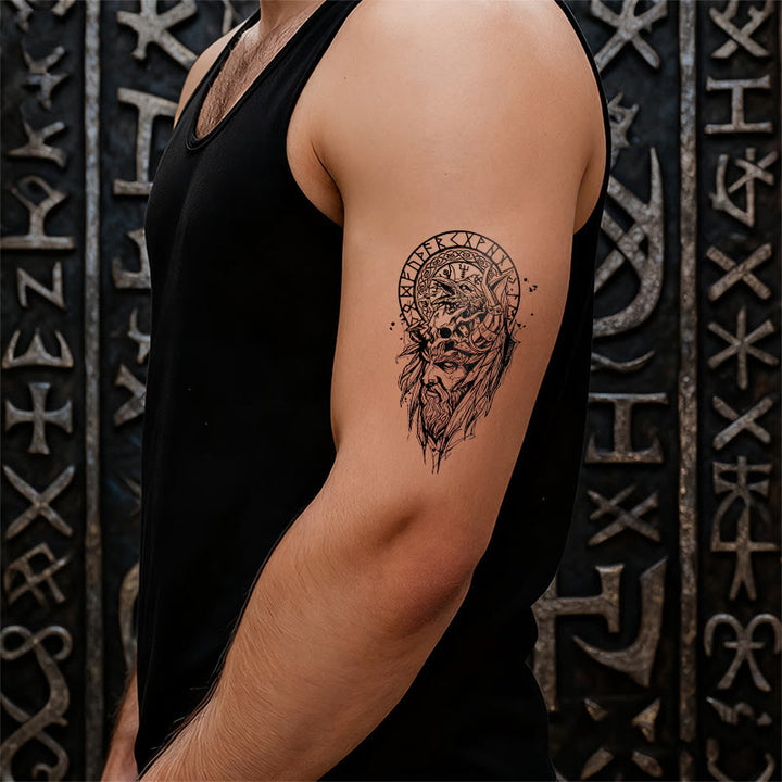 WorldNorse Gothic Vegvisir Raven Symbolism Waterproof Tattoo Stickers - image 5