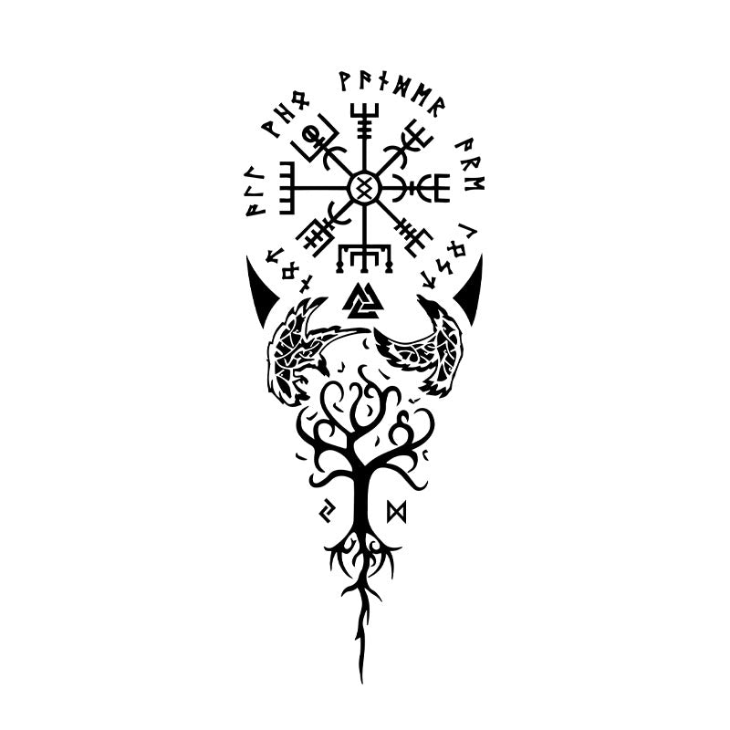 WorldNorse Valknut Tree of Life Waterproof Tattoo Stickers - Two Pieces - image 0