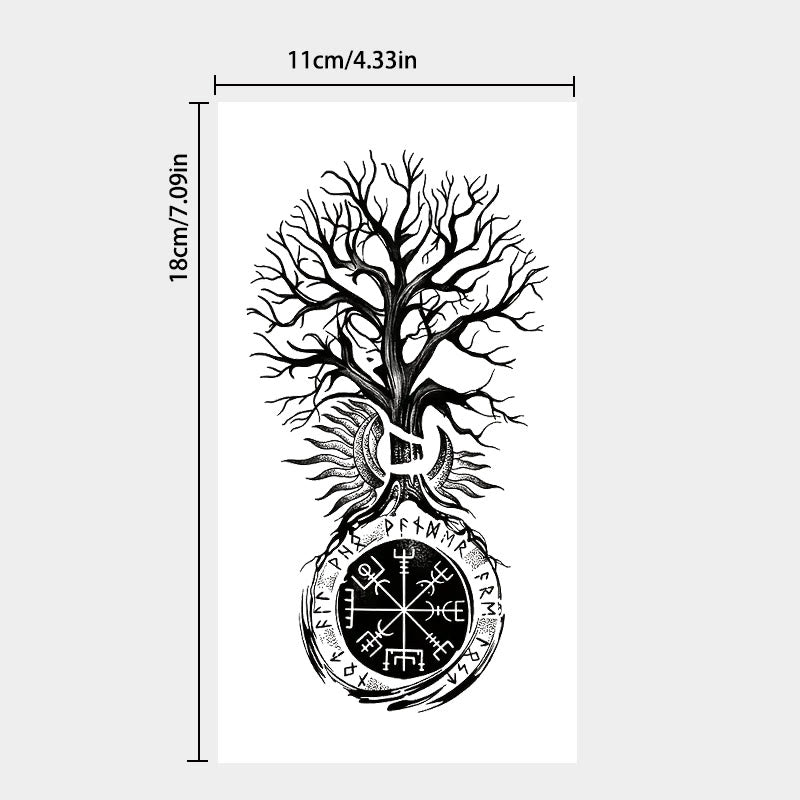 WorldNorse Vegvisir Yggdrasil Pillar Waterproof Tattoo Stickers - image 3