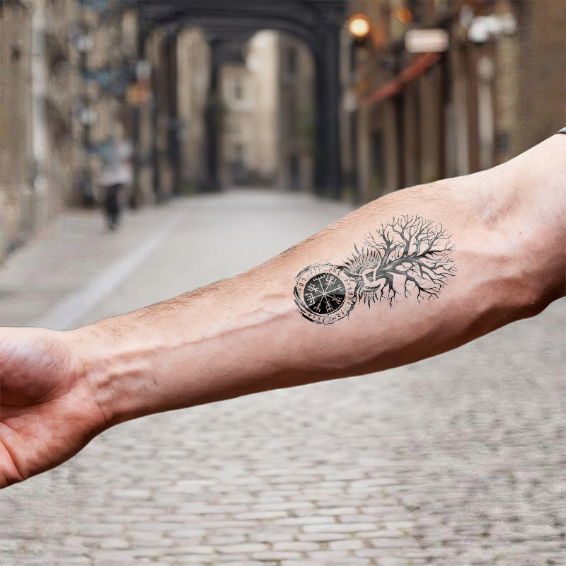 WorldNorse Vegvisir Yggdrasil Pillar Waterproof Tattoo Stickers - image 6