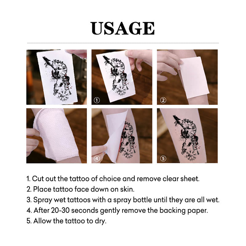 WorldNorse Grunge Norse Weapon Chrono Blaze Waterproof Tattoo Stickers - image 4