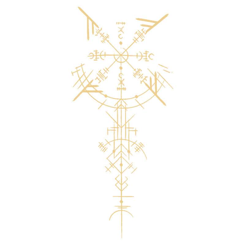 WorldNorse Gilded Vegvisir Lance Waterproof Tattoo Stickers - Two Pieces - image 0
