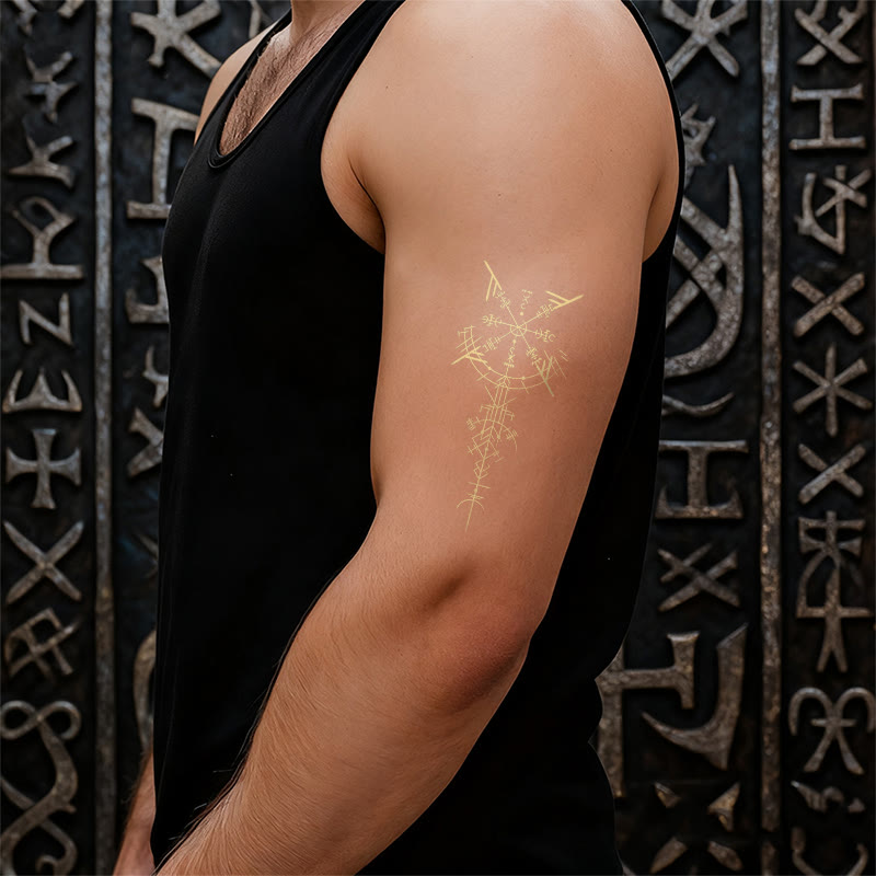 WorldNorse Gilded Vegvisir Lance Waterproof Tattoo Stickers - image 5