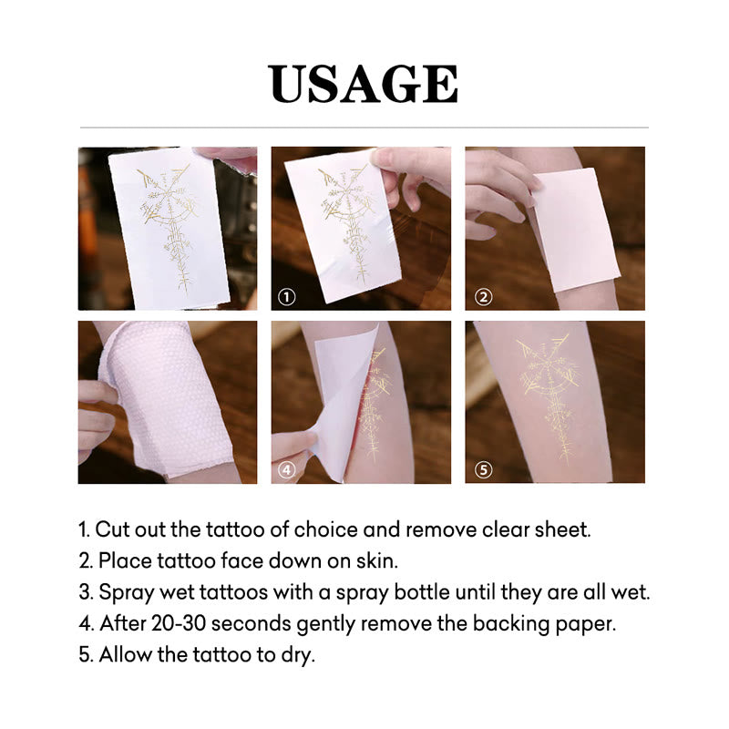 WorldNorse Gilded Vegvisir Lance Waterproof Tattoo Stickers - image 4