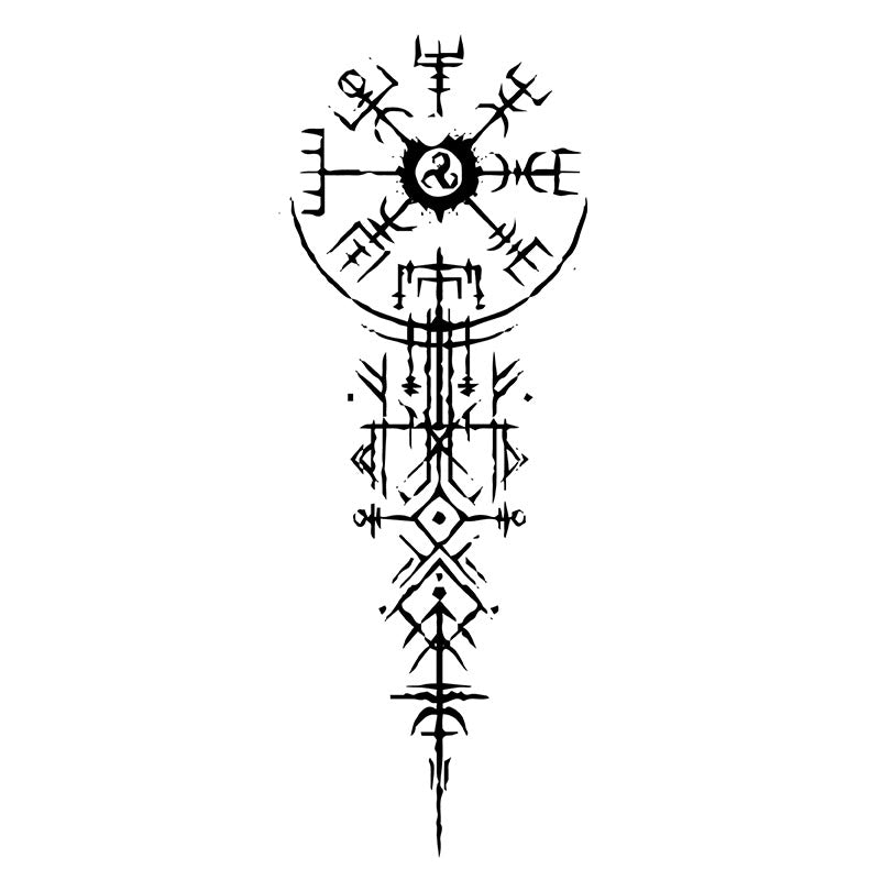 WorldNorse Architect Sigil Pillar Vegvisir Waterproof Tattoo Stickers - Two Pieces - image 0