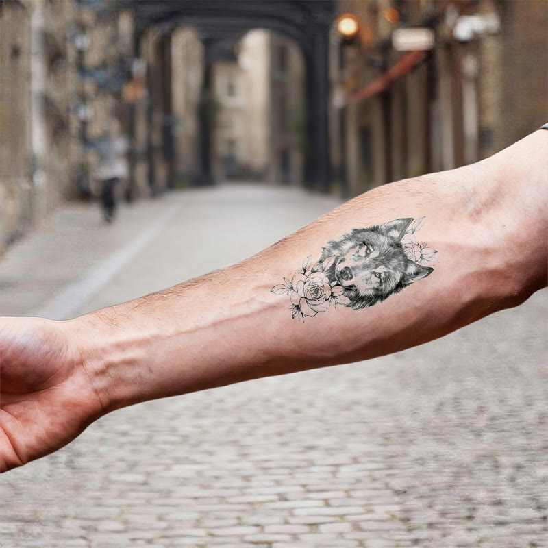 WorldNorse Rose Encrusted Wolf Grace Waterproof Tattoo Stickers - image 6