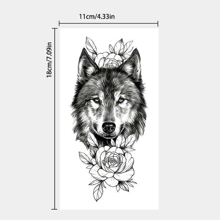 WorldNorse Rose Encrusted Wolf Grace Waterproof Tattoo Stickers - image 3