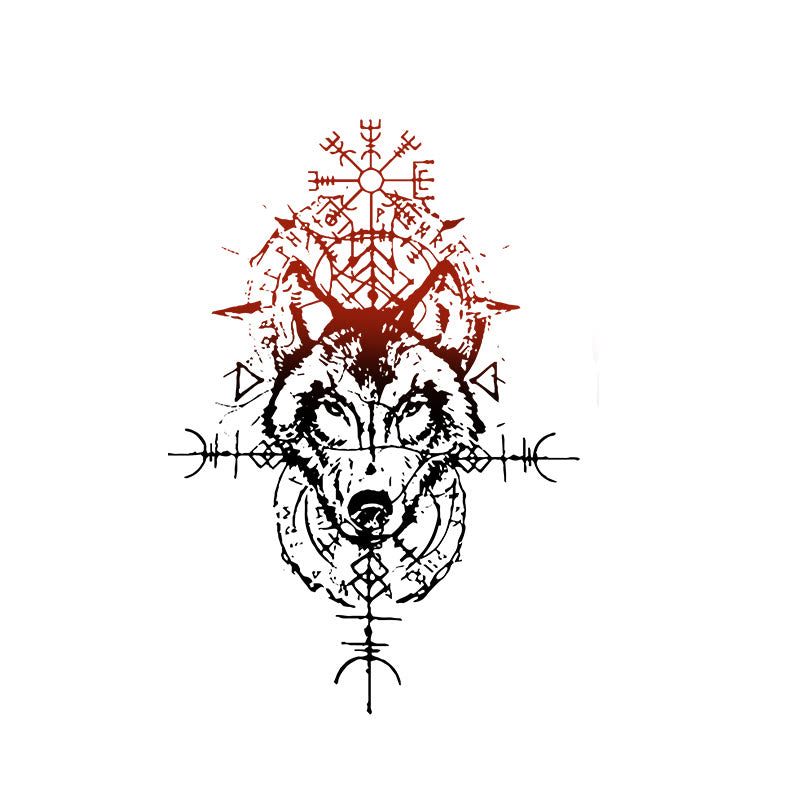 WorldNorse Fenrir Totem Blaze Waterproof Tattoo Stickers - Two Pieces - image 0