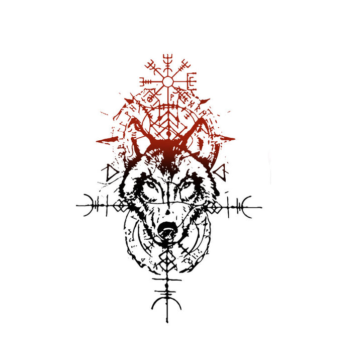 WorldNorse Fenrir Totem Blaze Waterproof Tattoo Stickers - Two Pieces - image 0