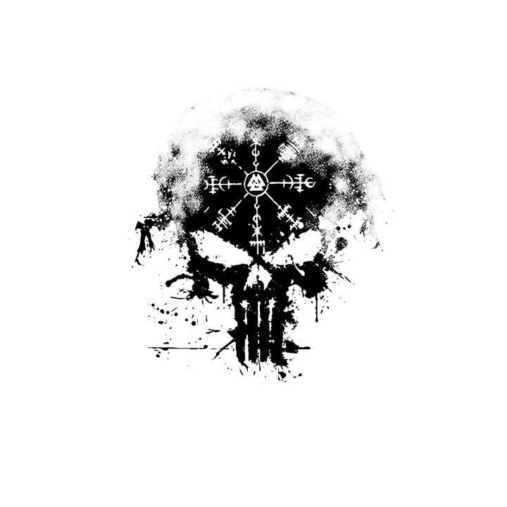 WorldNorse Grunge Inkblot Skull Waterproof Tattoo Stickers - Two Pieces - image 0