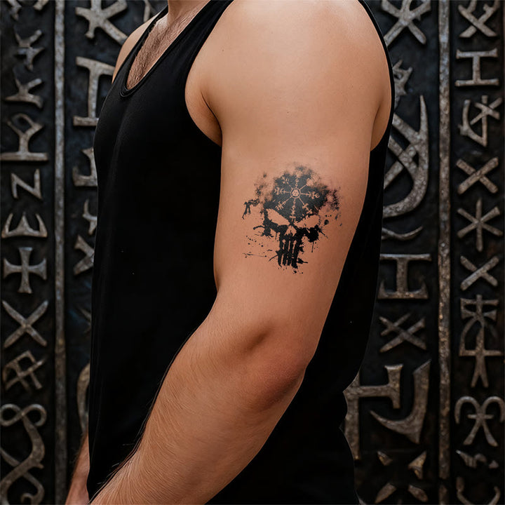 WorldNorse Grunge Inkblot Skull Waterproof Tattoo Stickers - image 5