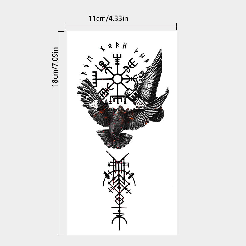 WorldNorse Viking Dark Rune Raven Emblem Waterproof Tattoo Stickers - image 3