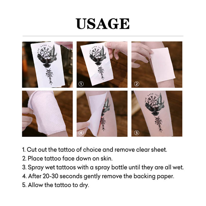 WorldNorse Viking Dark Rune Raven Emblem Waterproof Tattoo Stickers - image 4