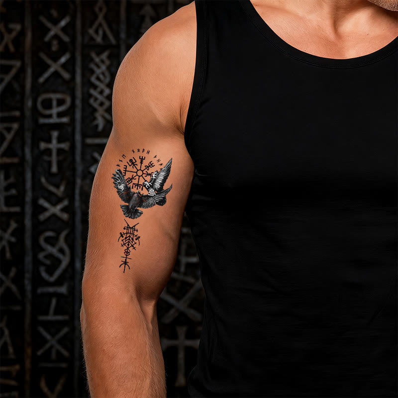 WorldNorse Viking Dark Rune Raven Emblem Waterproof Tattoo Stickers - image 1