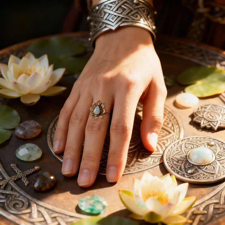FREE Today: Healing Fire Opal Lotus Ring - image 1