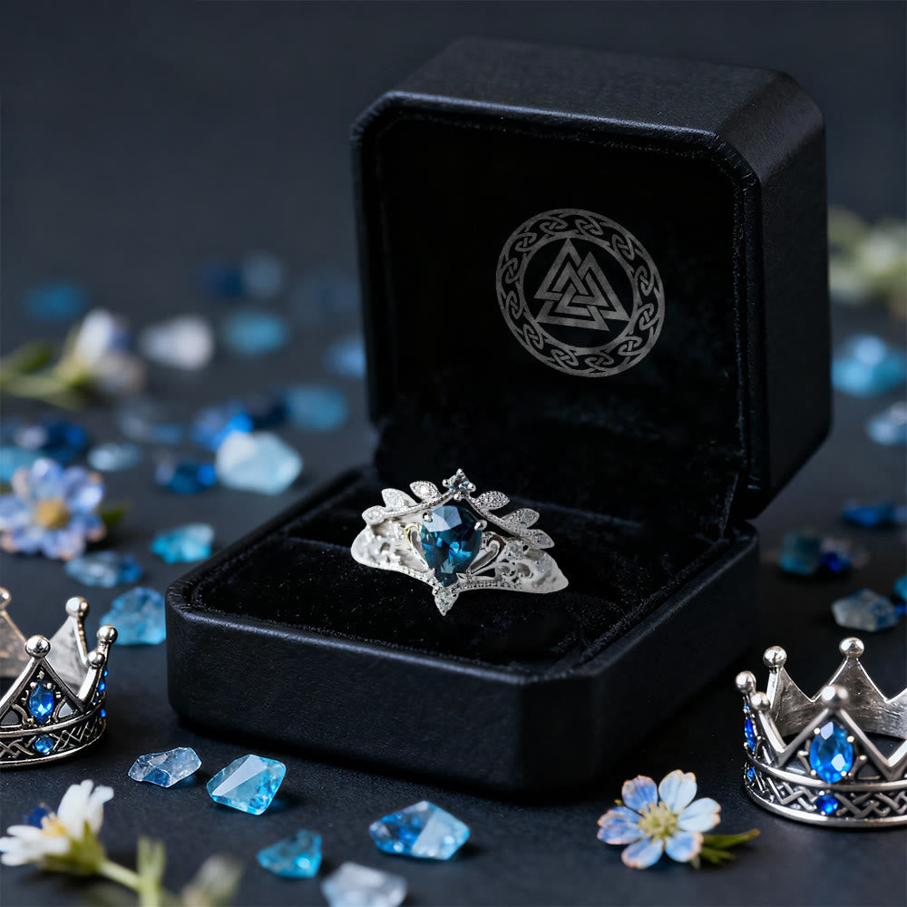 FREE Today: Blue Topaz Flower Crown Ring Set - image 4