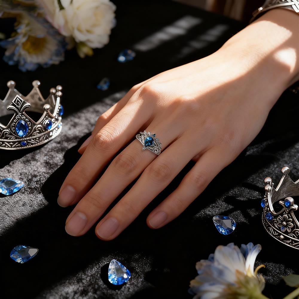 FREE Today: Blue Topaz Flower Crown Ring Set - image 1