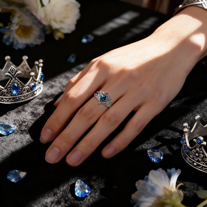 FREE Today: Blue Topaz Flower Crown Ring Set - image 1
