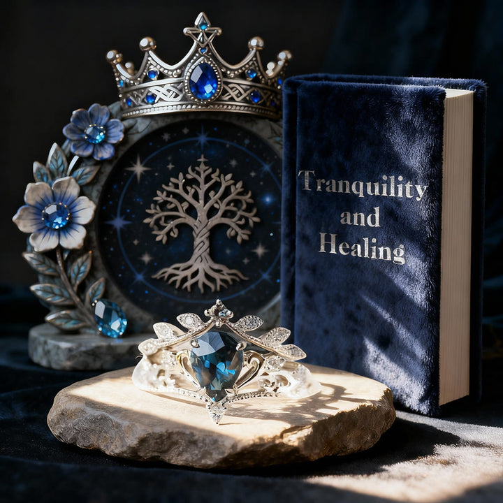 FREE Today: Blue Topaz Flower Crown Ring Set - image 3