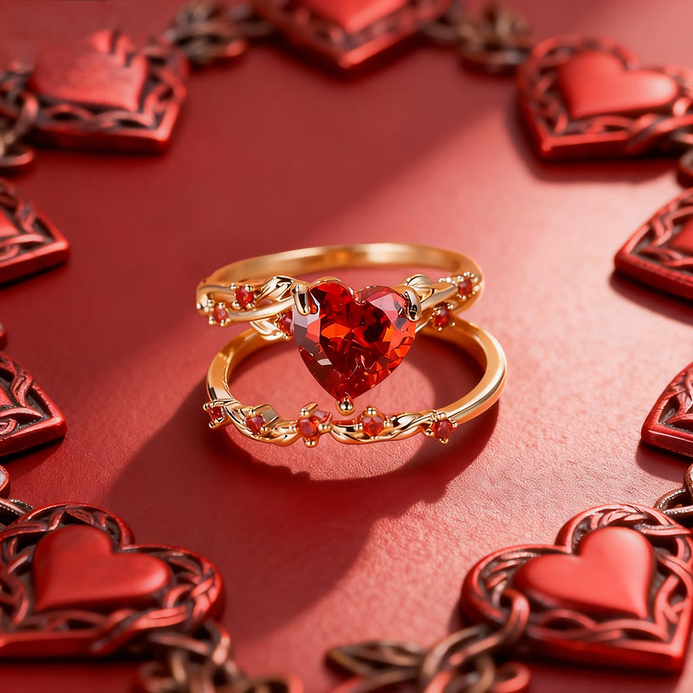 FREE Today: Love Heart Vine Ring Set - Red - US 10 - image 7