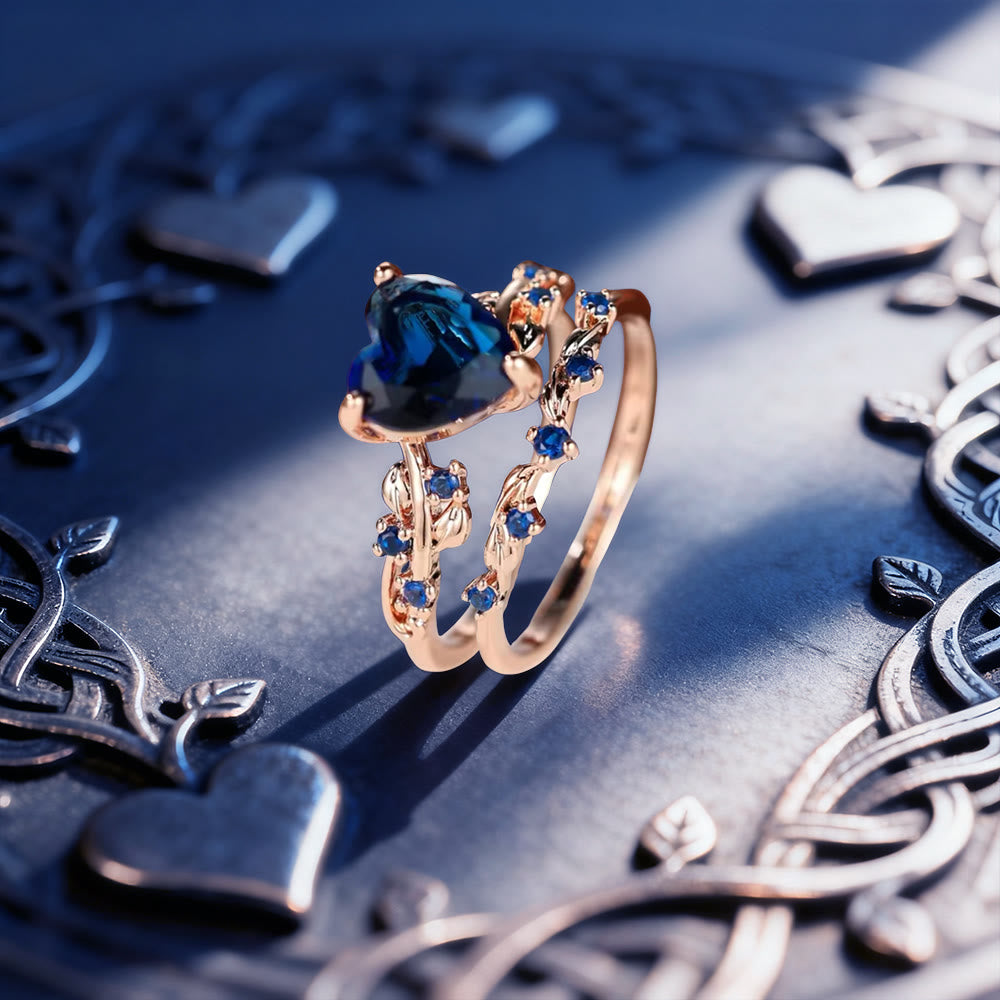 WorldNorse Love Heart Vine Ring Set - Blue - US 10 - image 0