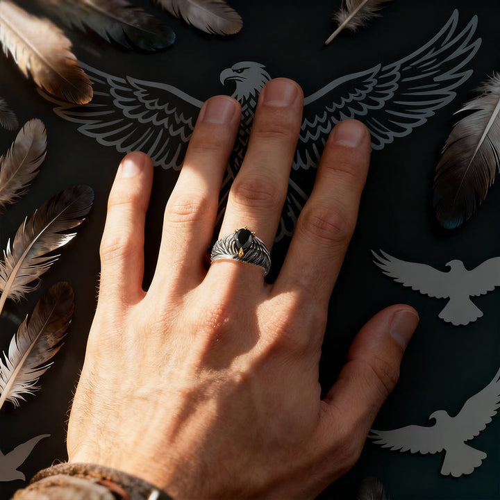 WorldNorse Vintage Feather Flying Eagle Wings Ring - image 1