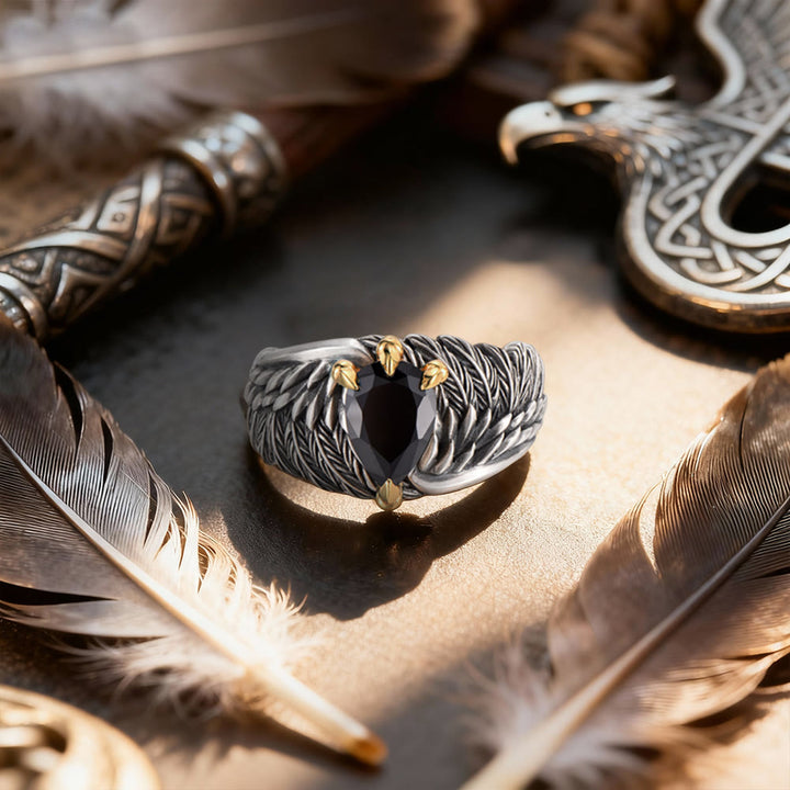 WorldNorse Vintage Feather Flying Eagle Wings Ring - Adjustable - image 0