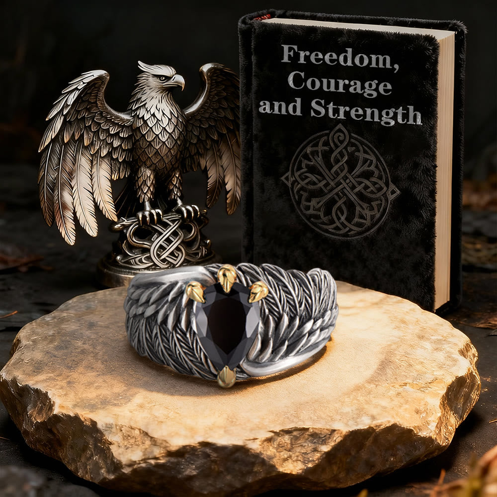 WorldNorse Vintage Feather Flying Eagle Wings Ring - image 3
