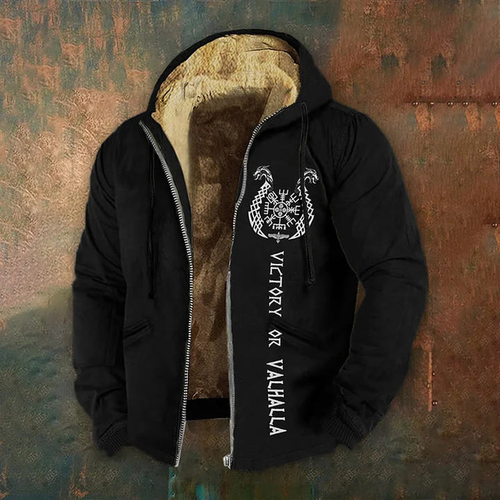 WorldNorse Vegvisir Norse Dragon Valhalla Zipper Hoodie Coat - Black - US/UK/AU50，EU60 (5XL) - image 0