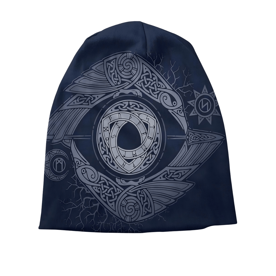 WorldNorse Raven Triquetra Rune Navy Beanie  - image 2