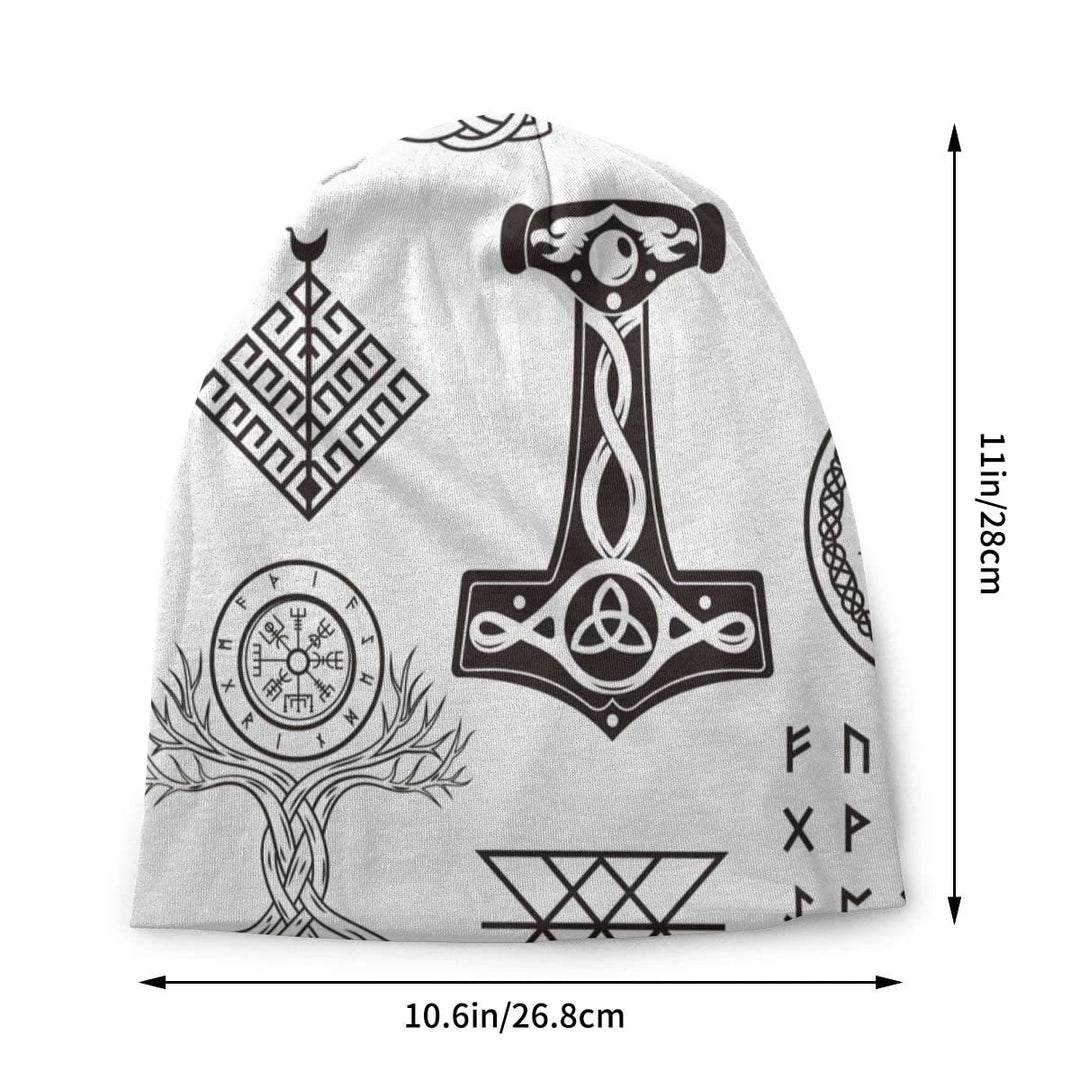 WorldNorse Mjolnir Yggdrasil Vegvisir Rune Beanie - image 2