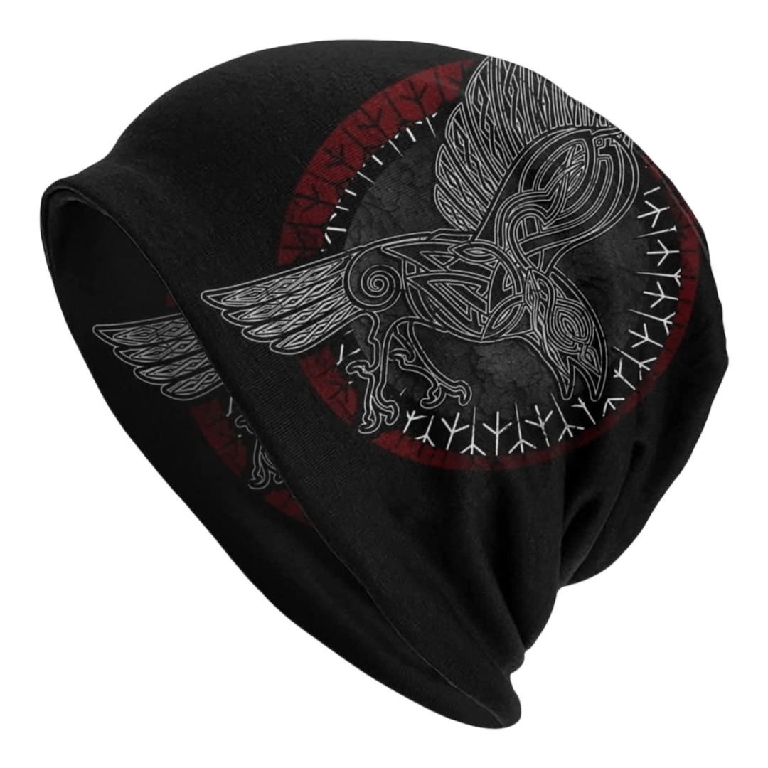 WorldNorse Crimson Raven Rune Beanie - Raven - image 0
